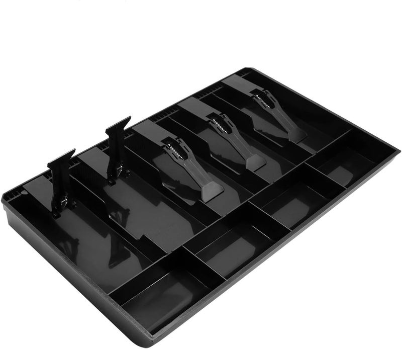 River-CJ 2 Pack Cash Register Drawer Insert Tray Organizer with 5 Bill/4 Coin Compartments for Money Storage, Black - Image 2